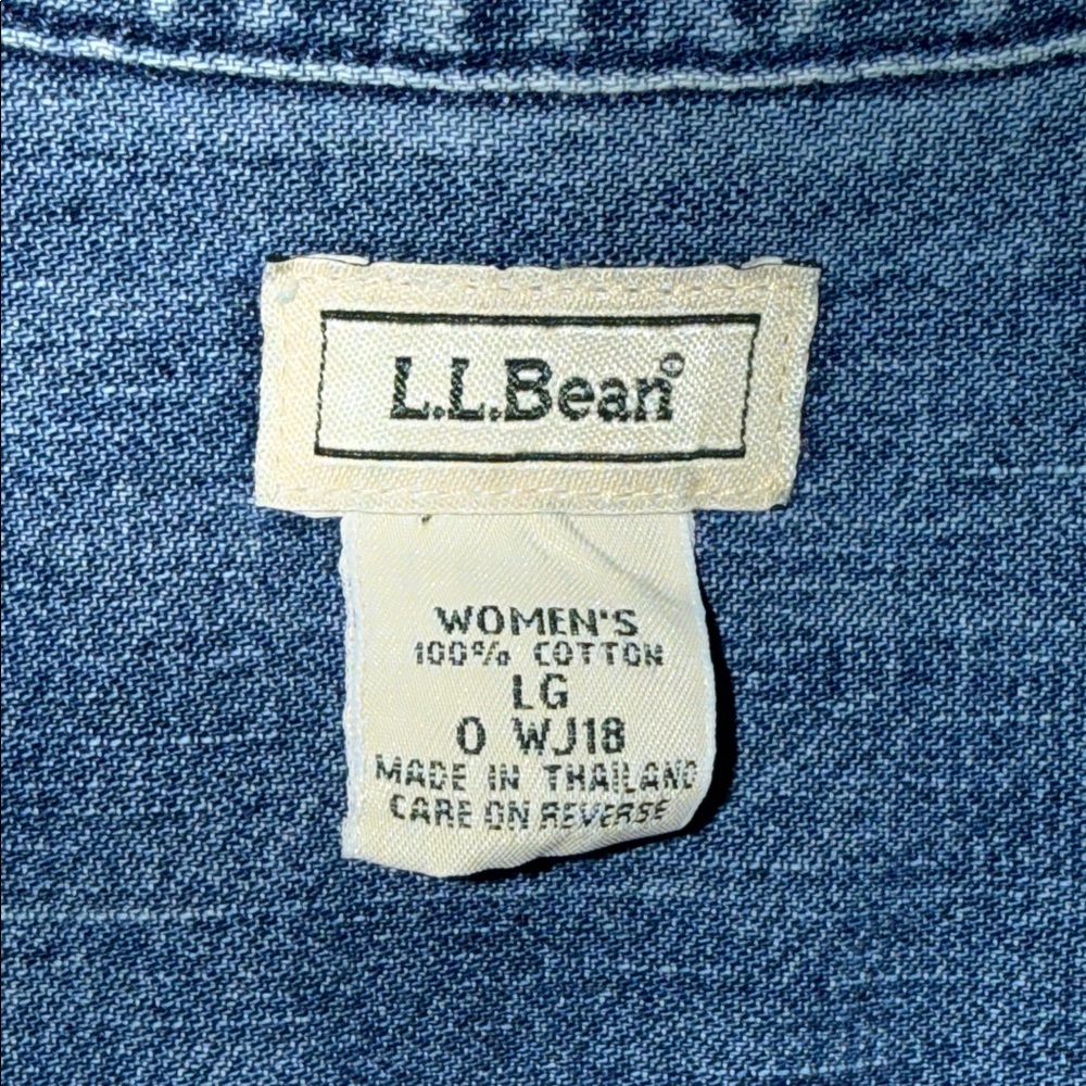 L.L. Bean Blue Denim Button-Down Shirt - Picture 5 of 9